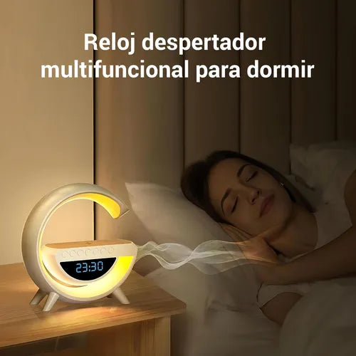 Despertador Inteligente 4 en 1 – Reloj, Radio, Música y Cargador Inalámbrico